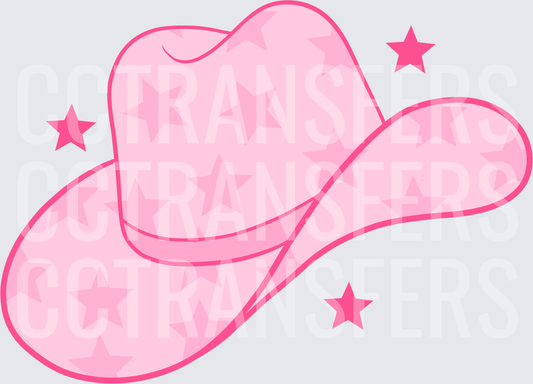 Pink Cowboy Hat with Stars Pattern (DTF)
