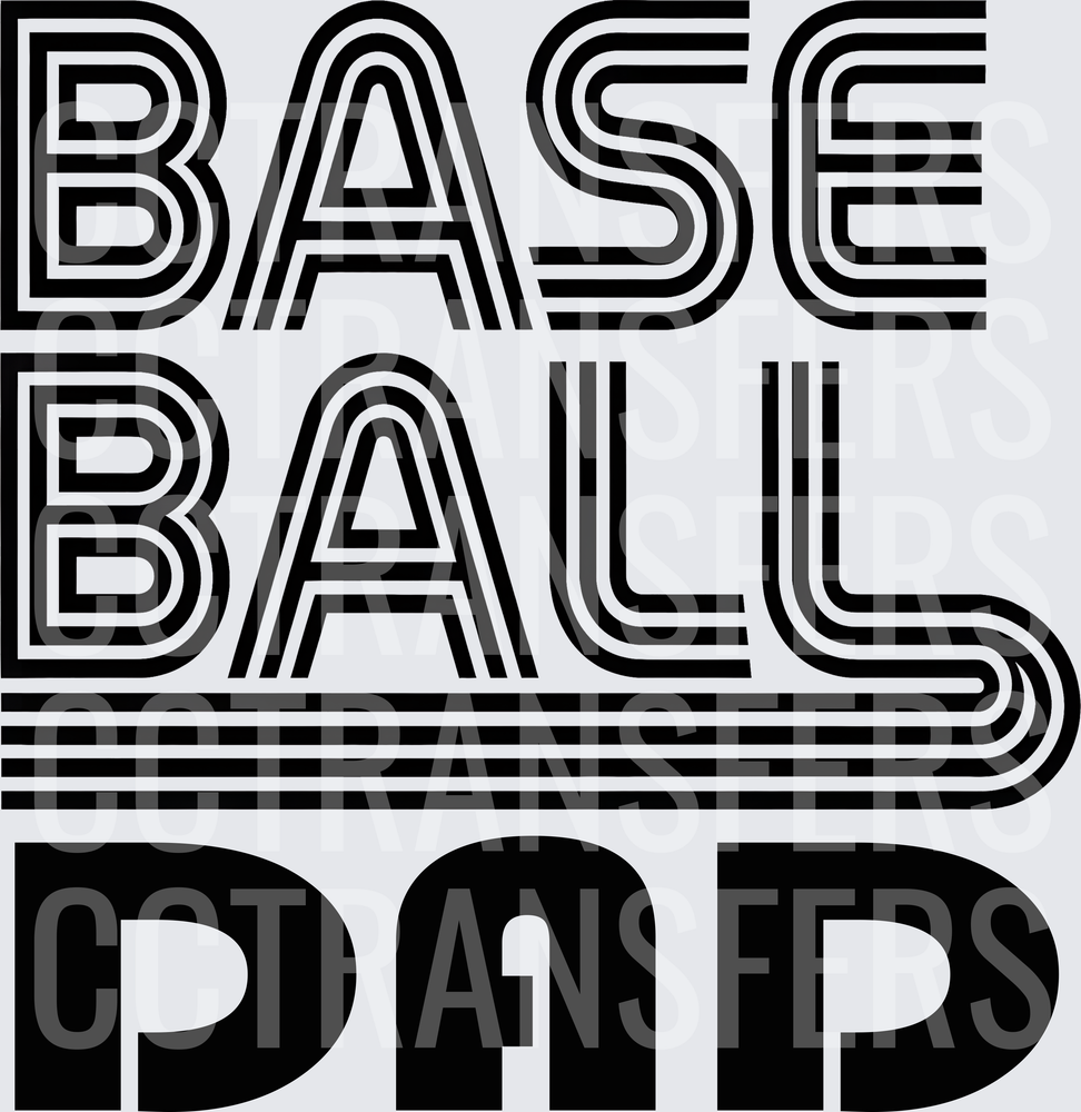 Baseball Ball Dad Retro Striped Bold Typography (DTF)