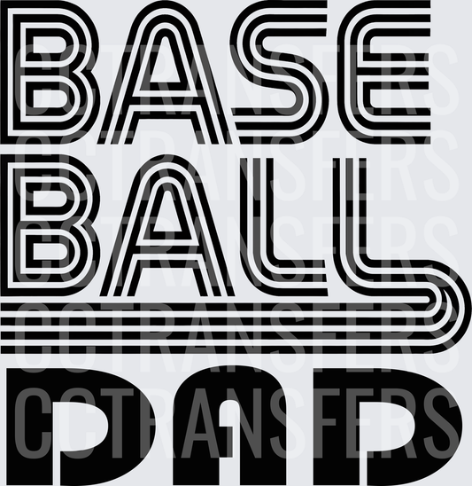 Baseball Ball Dad Retro Striped Bold Typography (DTF)