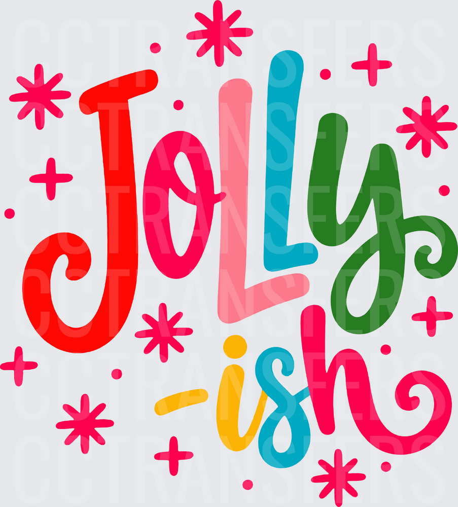 Jolly-ish Colorful Holiday Lettering with Sparkles (DTF)