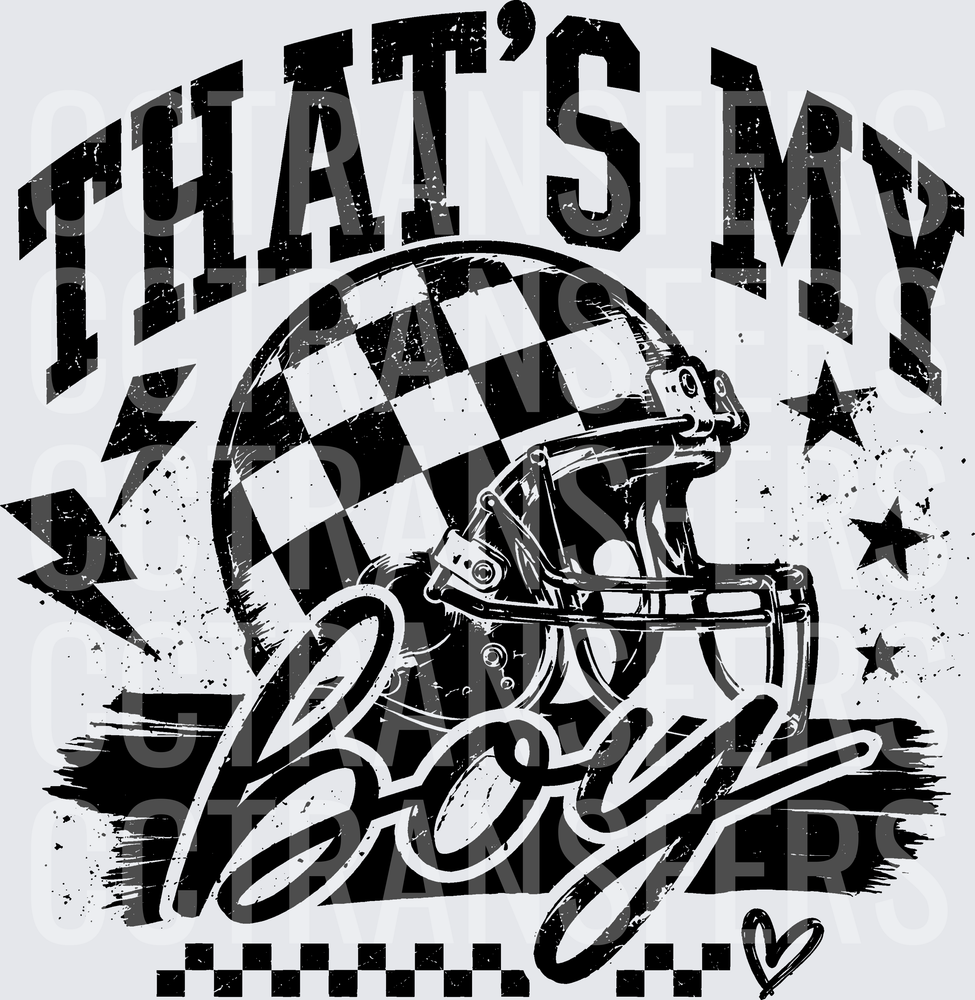 That's My Boy Checkered Football Helmet Stars (DTF)