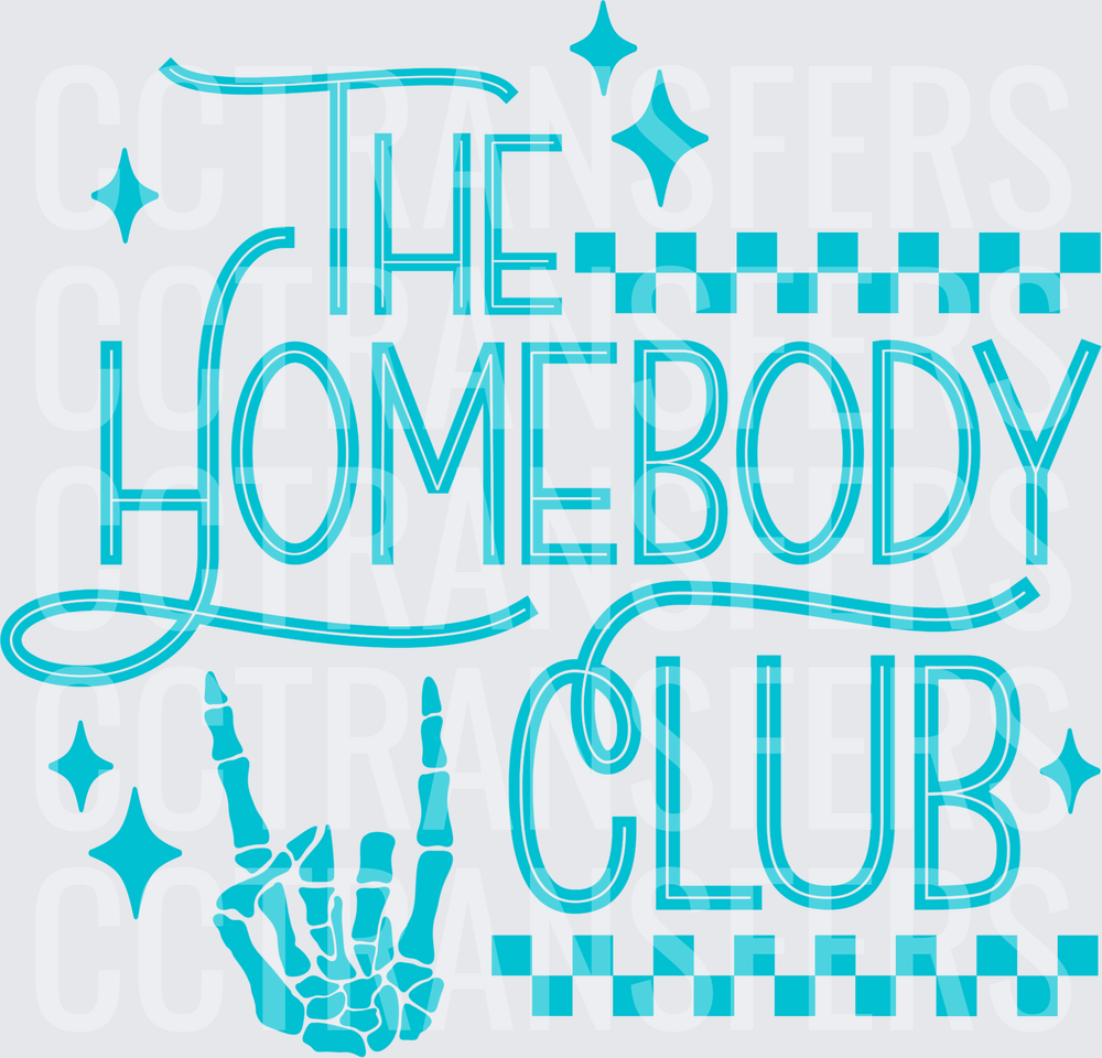 The Homebody Club Skeleton Rock Hand Teal (DTF)