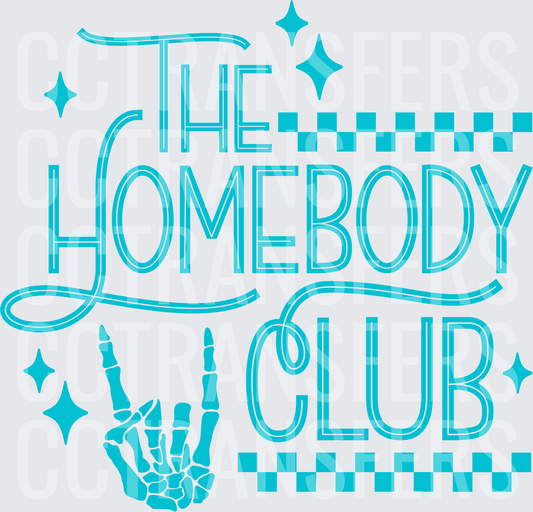 The Homebody Club Skeleton Rock Hand Teal (DTF)