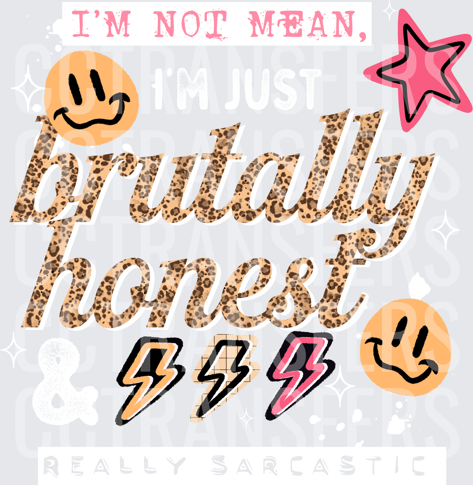 I'm Not Mean Brutally Honest Leopard Smiley Lightning (DTF)