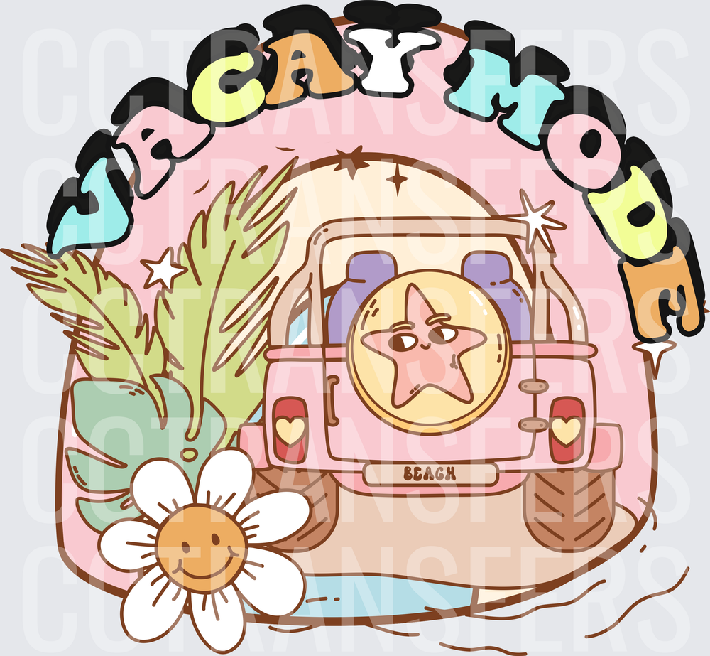 Vacay Mode Beach Jeep Starfish Tropical Floral (DTF)