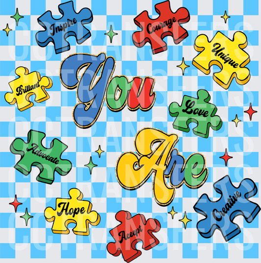 You Are Colorful Autism Awareness Puzzle Pieces (DTF)
