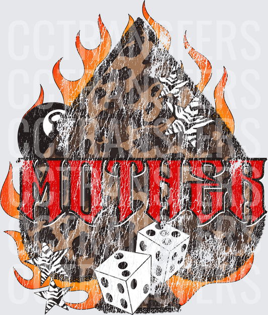 Muchos Flames Camo Grunge Dice Wild Style (DTF)