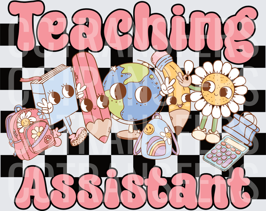 Teaching Assistant Groovy Retro School Characters (DTF)