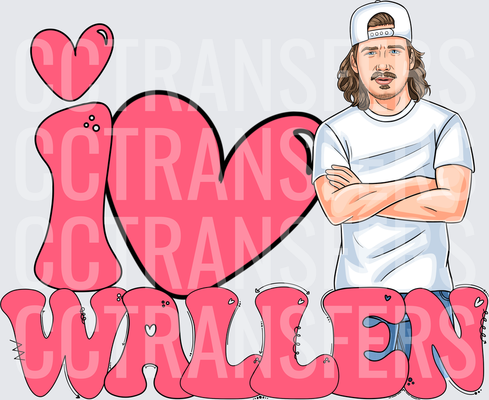 I Heart Wallen Country Music Fan Cartoon (DTF)