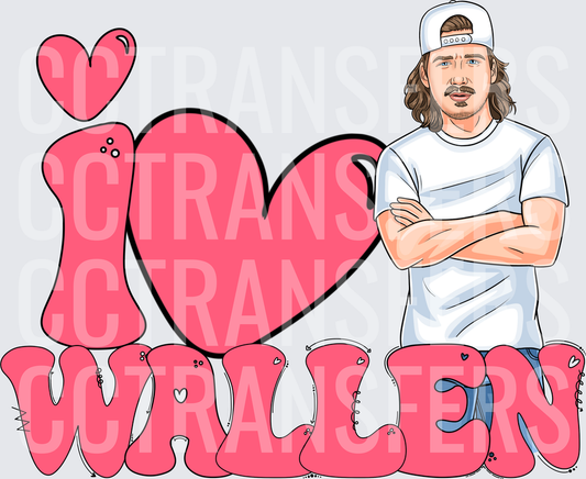 I Heart Wallen Country Music Fan Cartoon (DTF)