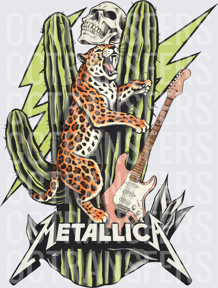 Roaring Jaguar Skull Cactus Guitar Rock Band Logo (DTF)