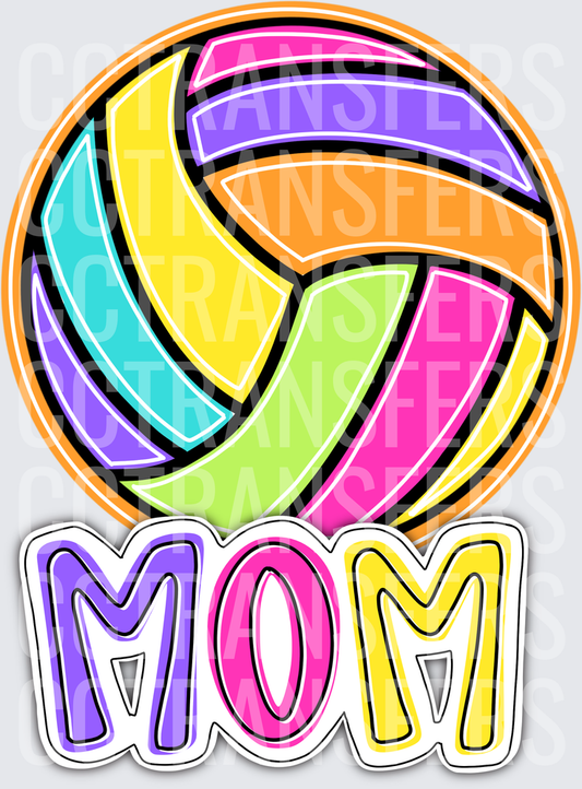 Colorful Volleyball Mom Bright Rainbow Ball (DTF)