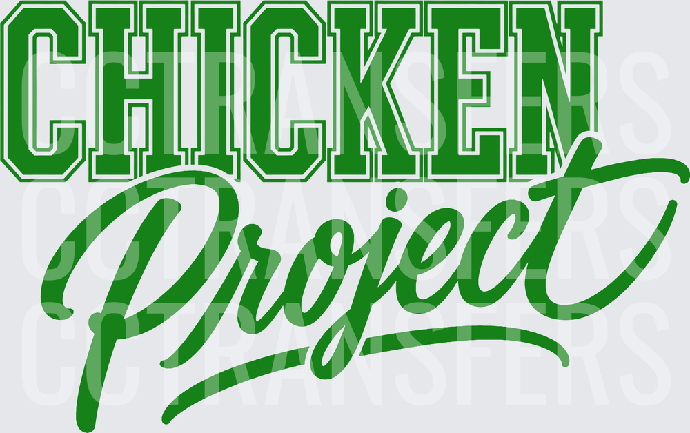 Chicken Project Green Varsity Script Lettering (DTF)
