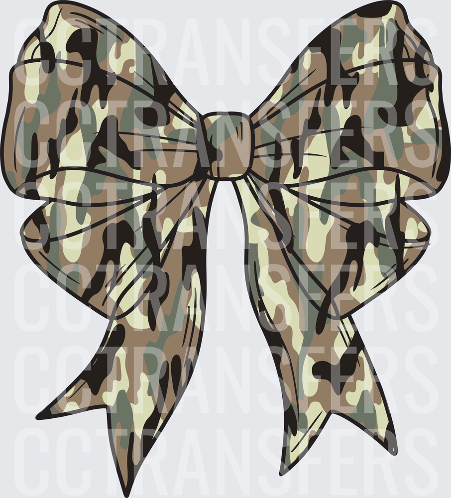 Woodland Camo Ribbon Bow (DTF)