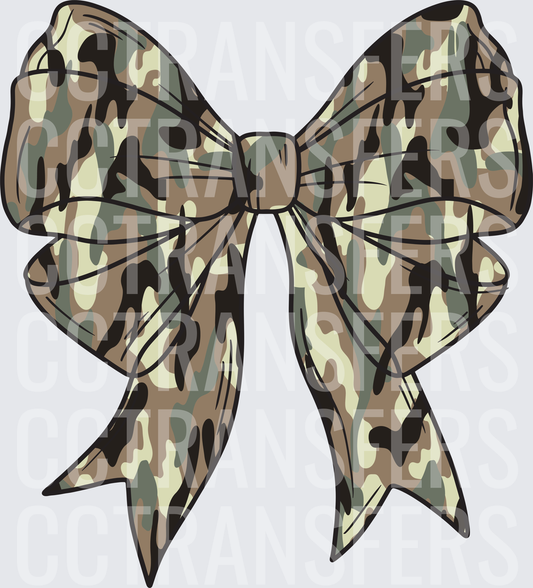 Woodland Camo Ribbon Bow (DTF)