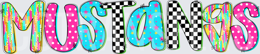 Mustangs Bold Funky Mixed Pattern Letters (DTF)