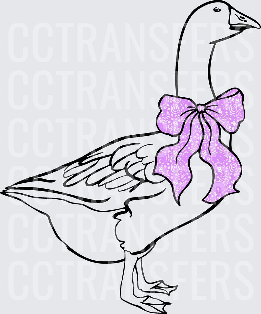 Goose with Purple Patterned Bow (DTF)