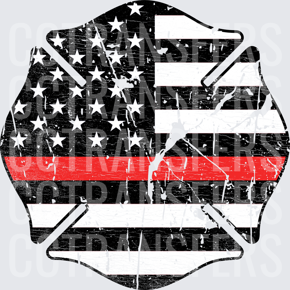 Thin Red Line Firefighter Maltese Cross Distressed Flag (DTF)