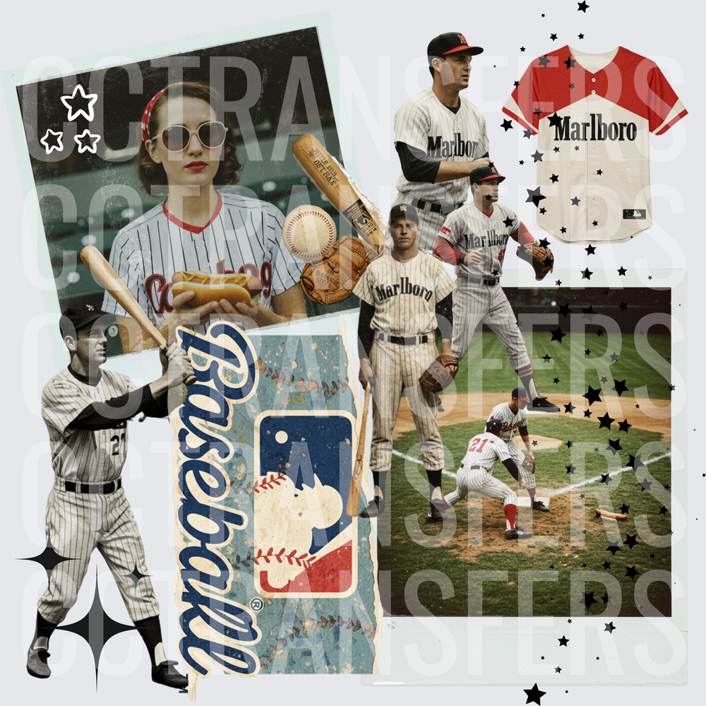 Retro Baseball Collage Polaroid Star Scatter (DTF)