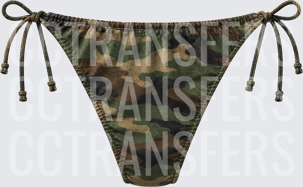 Camo Print Side-Tie Bikini Bottom (DTF)