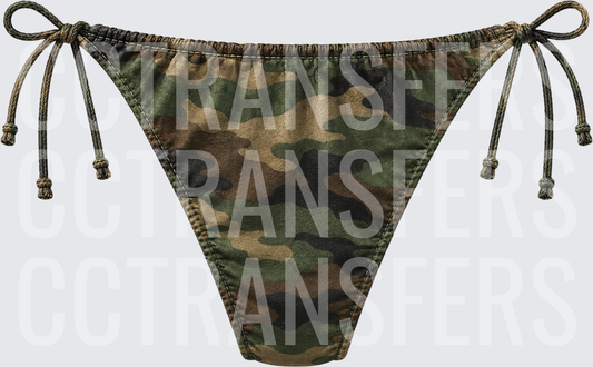 Camo Print Side-Tie Bikini Bottom (DTF)
