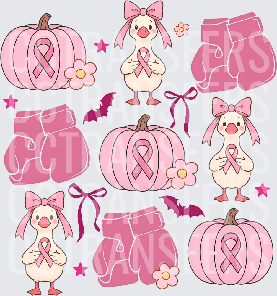 Pink Ribbon Awareness Duck Pumpkin Boxing Gloves Bundle (DTF)