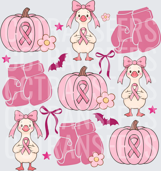 Pink Ribbon Awareness Duck Pumpkin Boxing Gloves Bundle (DTF)