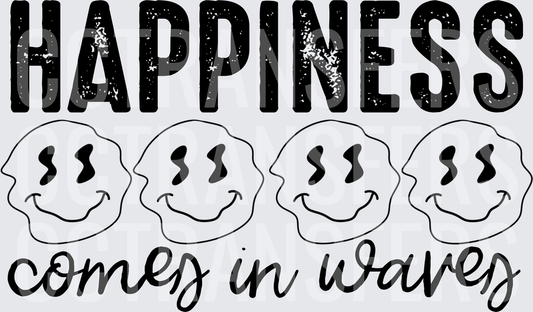Happiness Comes In Waves Smiley Faces Distressed (DTF)