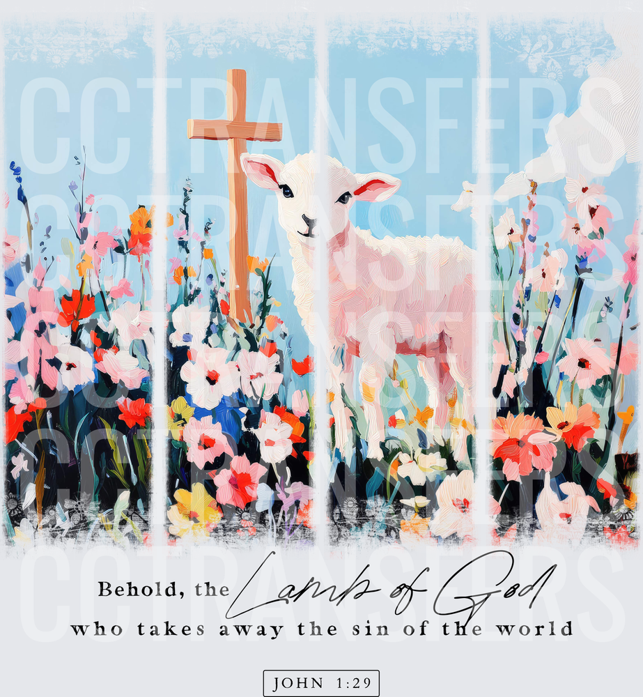 Behold the Lamb of God John 1:29 Floral Cross (DTF)