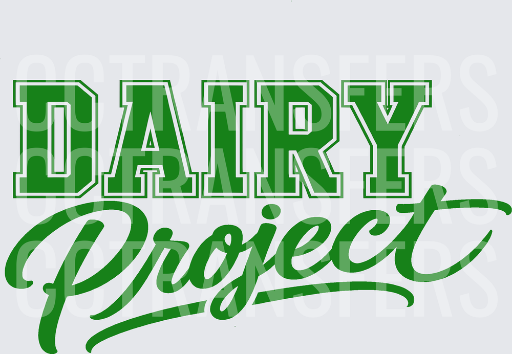 Dairy Project Green Varsity Script Lettering (DTF)
