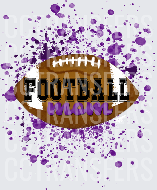 Football Mom Purple Splatter Paint Design (DTF)