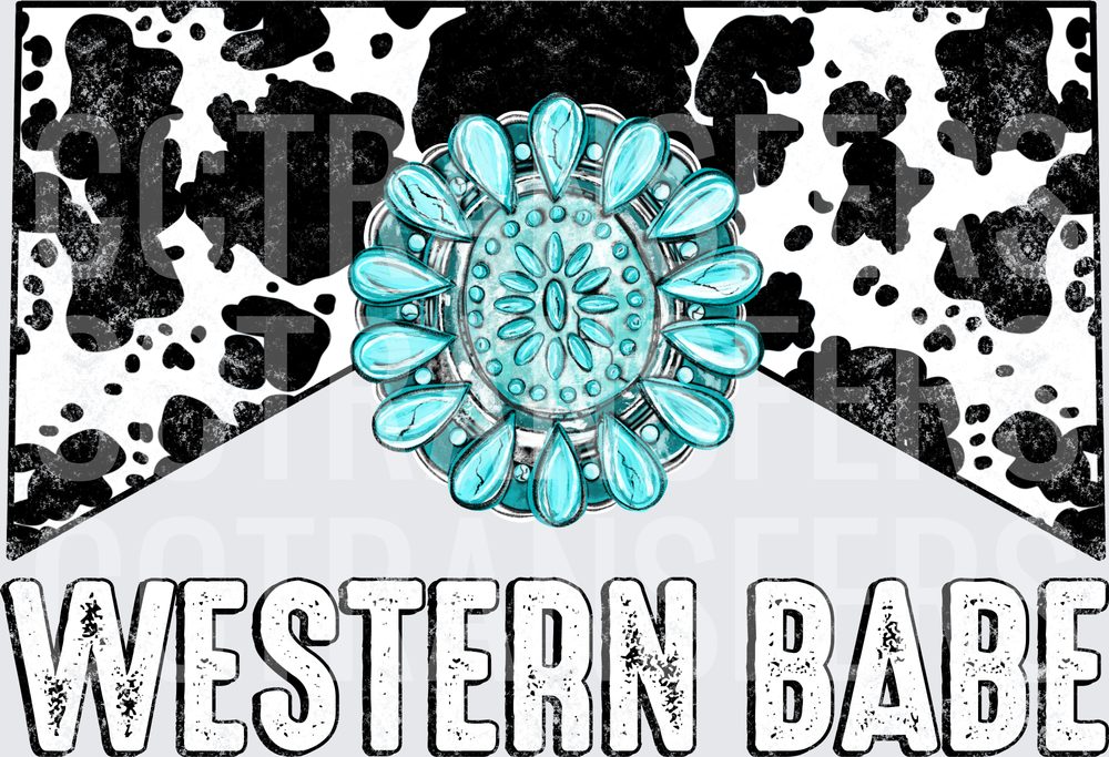 Western Babe Turquoise Concho Cow Print (DTF)