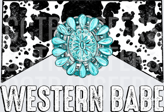 Western Babe Turquoise Concho Cow Print (DTF)