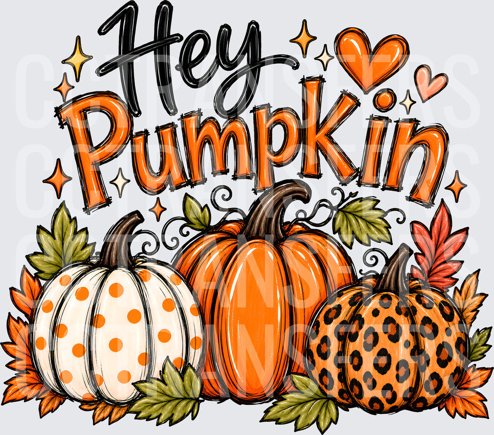 Hey Pumpkin Fall Trio Polka Dot Leopard Pumpkins (DTF)