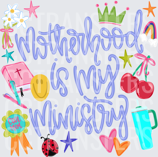 Motherhood Is My Ministry Colorful Mom Doodles DTF