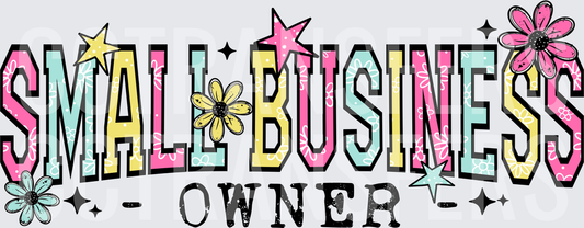 Small Business Owner Retro Floral Stars Typography (DTF)
