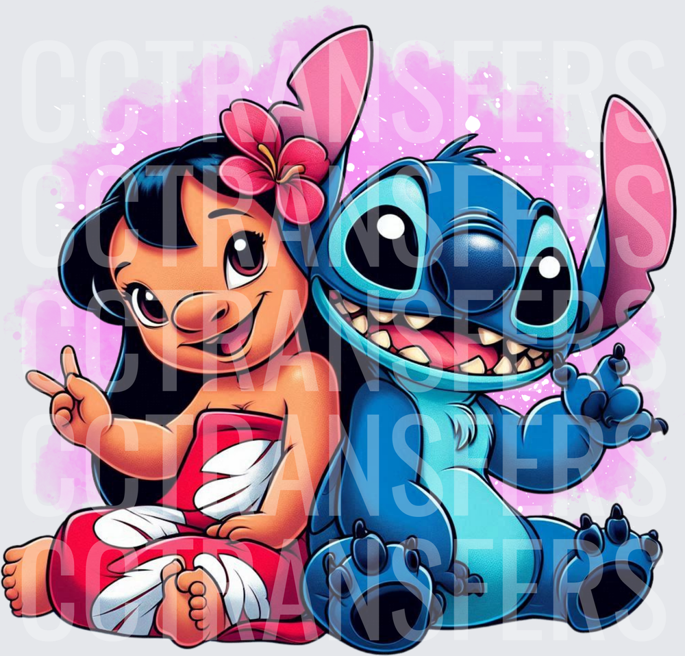 Cute Hawaiian Girl and Blue Alien Best Friends (DTF)