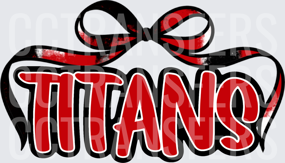 Titans Bold Red Text with Black Red Bow (DTF)