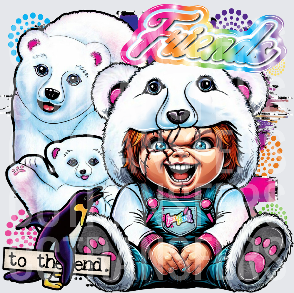 Chucky Friends to the End Lisa Frank Polar Bear DTF