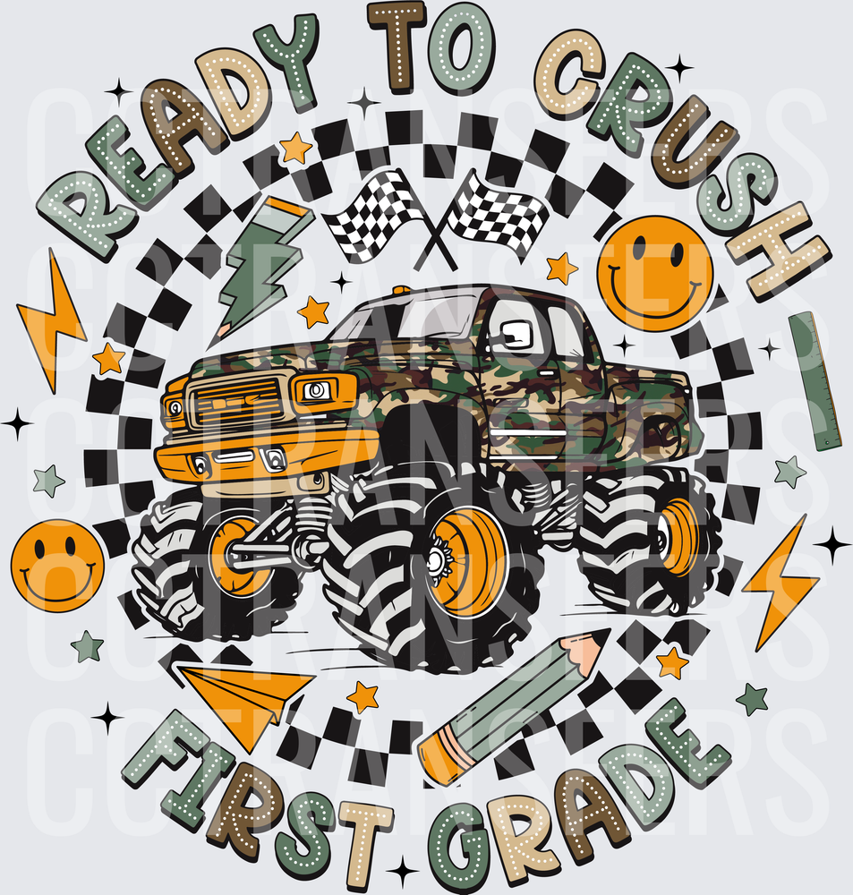 Ready To Crush First Grade Camo Monster Truck (DTF)