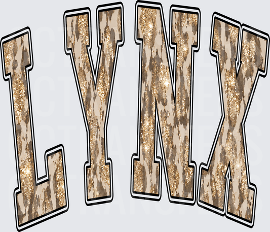 LYNX Glitter Leopard Print Varsity Letters (DTF)