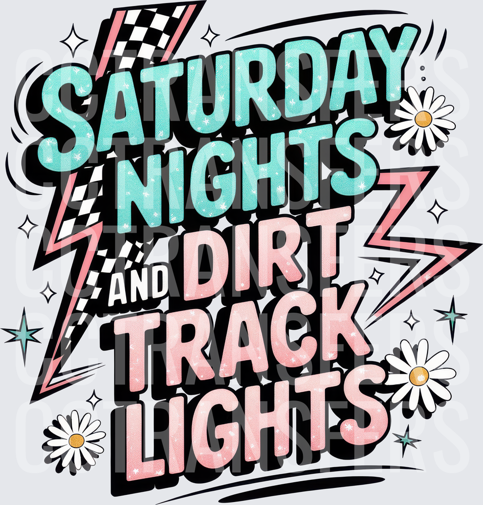 Saturday Nights and Dirt Track Lights Checkered Flag (DTF)
