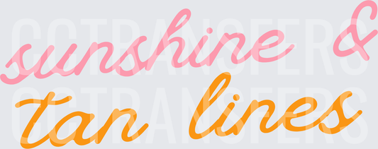 Sunshine & Tan Lines Cursive Script Summer Quote (DTF)