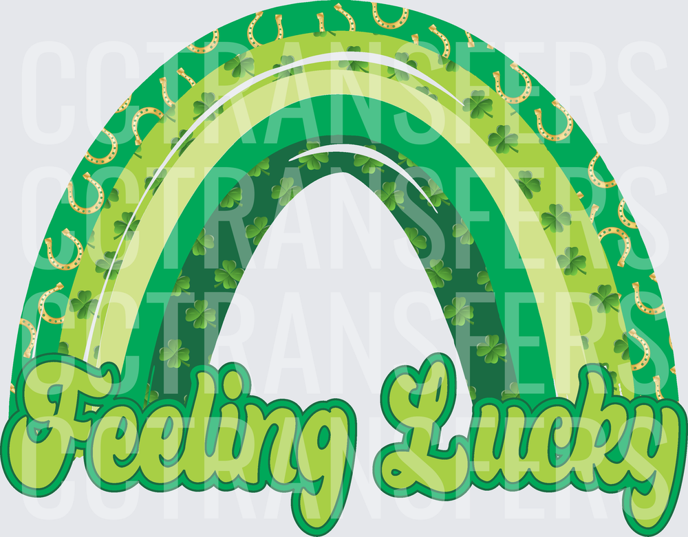 Feeling Lucky Green Rainbow Shamrock Horseshoe (DTF)