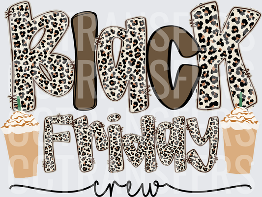 Black Friday Crew Leopard Print with Iced Coffee (DTF)