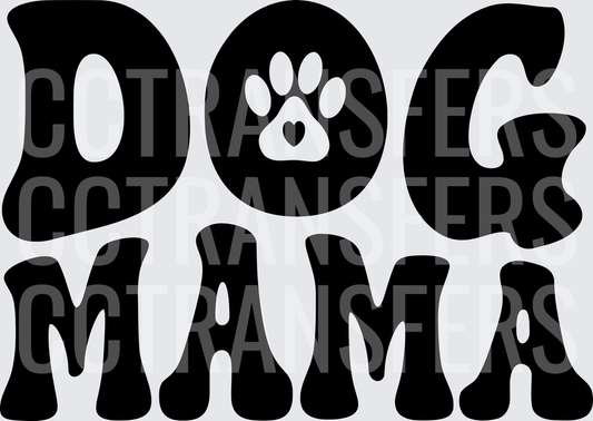 Dog Mama Retro Groovy Paw Print Heart (DTF)