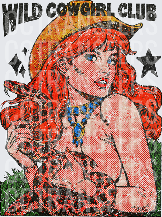 Wild Cowgirl Club Redhead Snake Vintage Comic (DTF)