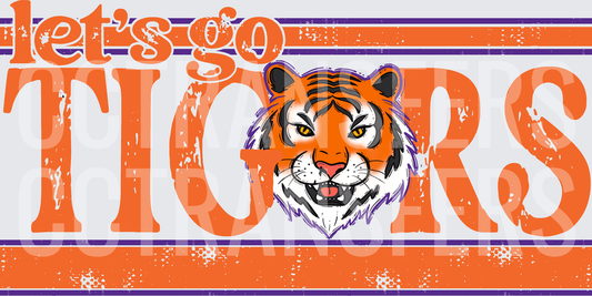 Let's Go Tigers Vintage Stripe Tiger Face (DTF)