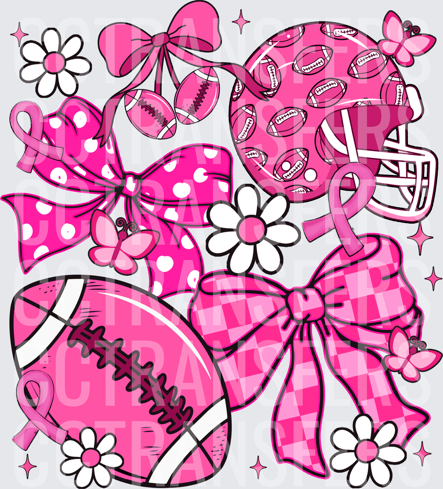 Pink Football Coquette Bows Awareness Ribbon Collage (DTF)