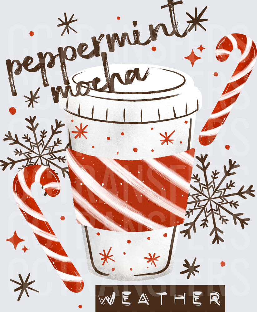 Peppermint Mocha Weather Holiday Coffee Cup (DTF)